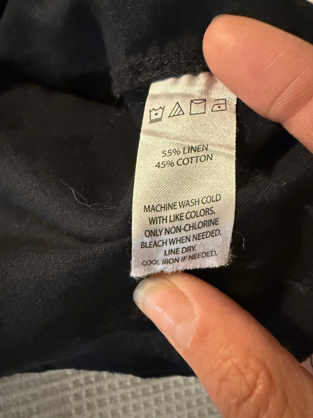 Saks Fifth Avenue XL linen/cotton Black Button-Front Top - Picture 3 of 8